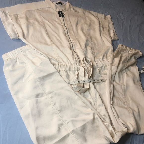 Express XL Zip Front One Piece Jumpsuit Pockets & Elastic Drawstring Waistband - Picture 4 of 7